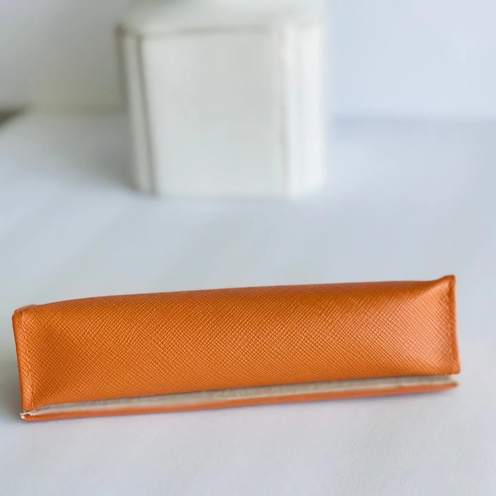 TORY BURCH Orange Leather Sunglasses/Eyeglasses Case